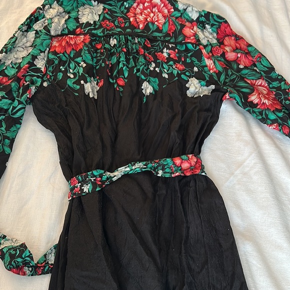 Tropical full length green and pink floral dress - Picture 4 of 5